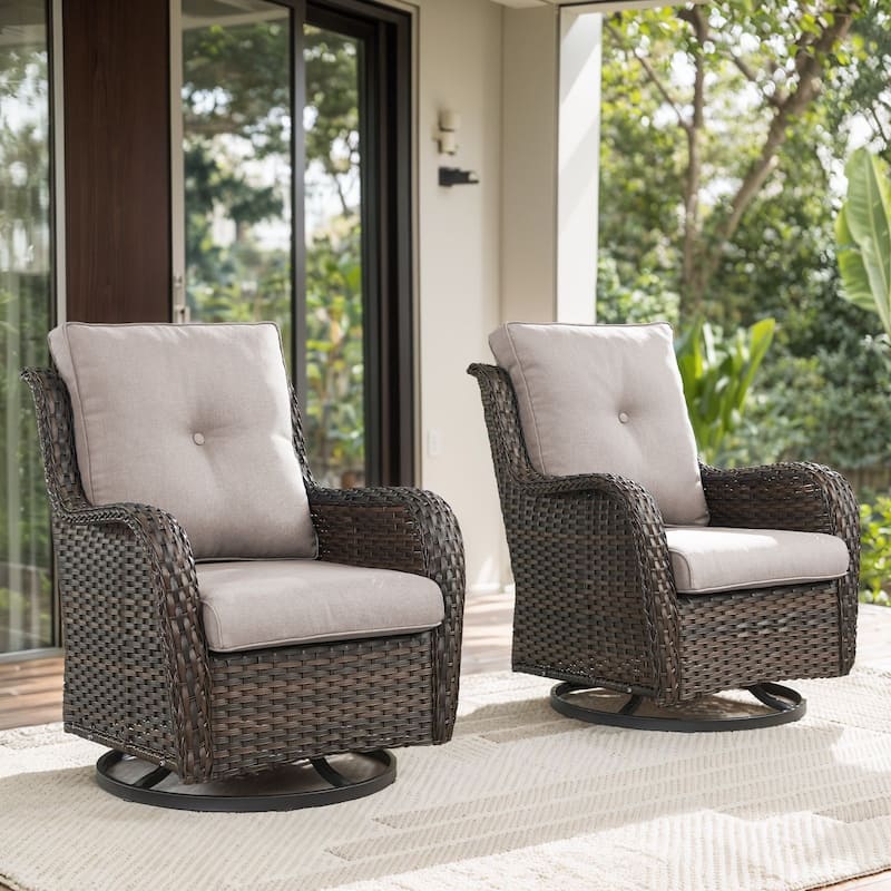 Gymojoy Wicker Swivel Glider Chair Outdoor Rocking Seating with Olefin Cushions
