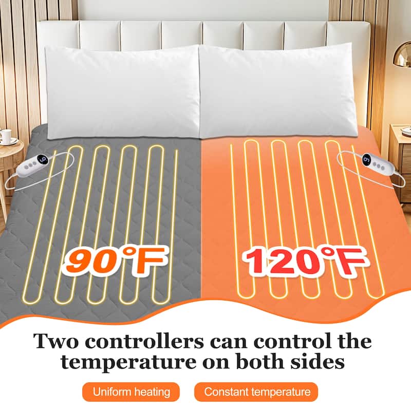 Temperature Regulating Quilted Electric Heated Mattress Pad