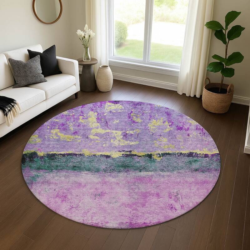 Premium Washable Super Soft Abstract Ombre Mayfield Rug - Plum - 8' x 8'