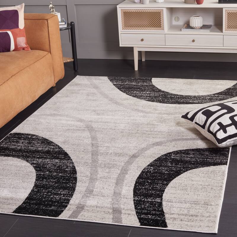 SAFAVIEH Skyler Osa Mid-Century Modern Abstract Rug - 5'1" x 7'6" - Ivory Grey/Black