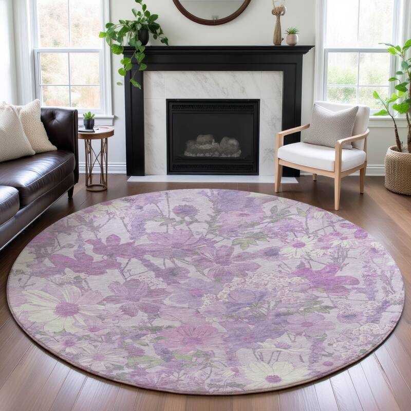 Premium Washable Super Soft Floral Mayfield Rug - Lavender - 8' x 8'