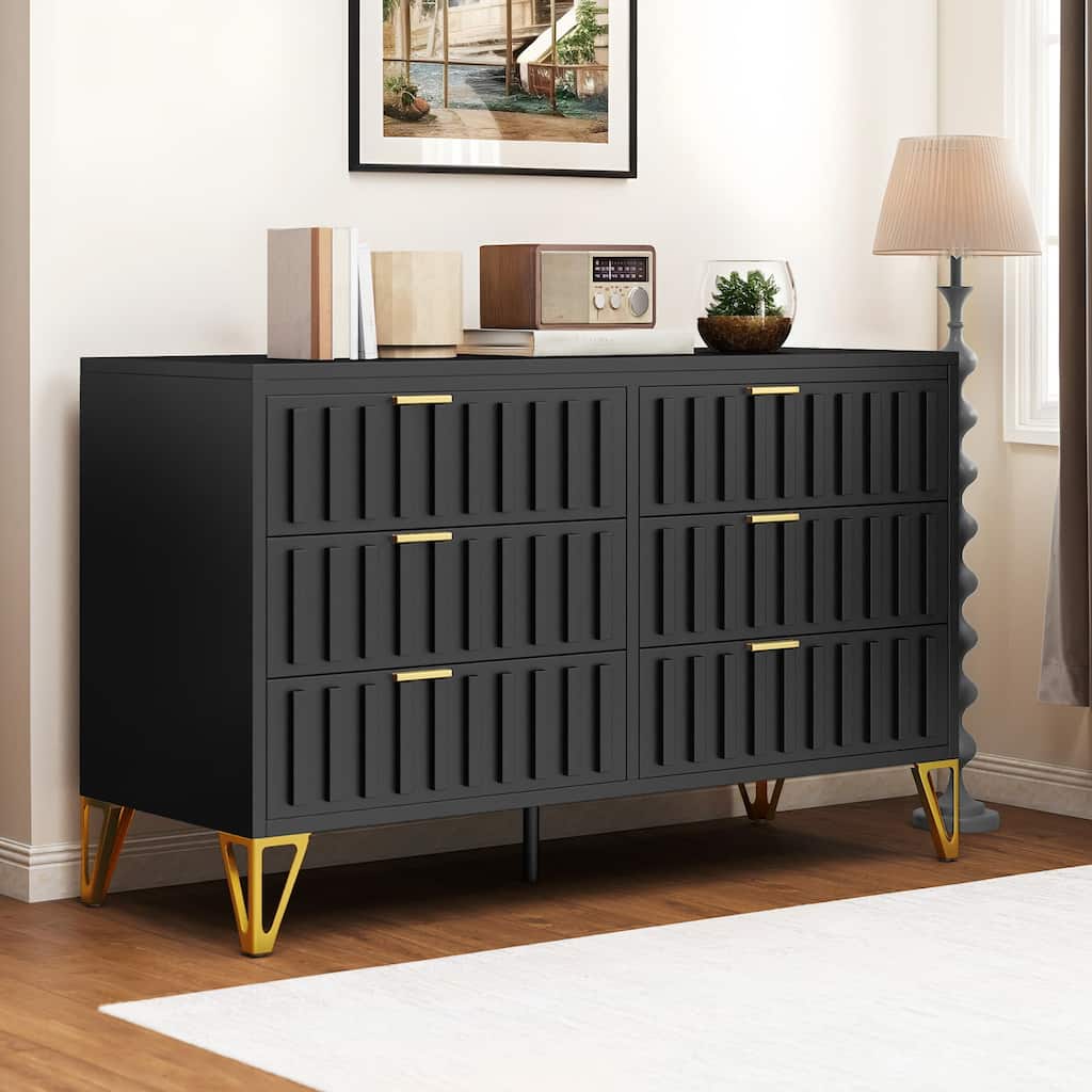 Moasis 6 Drawer Dressers & Chests of Drawers, Metal Modern Dresser for Bedroom