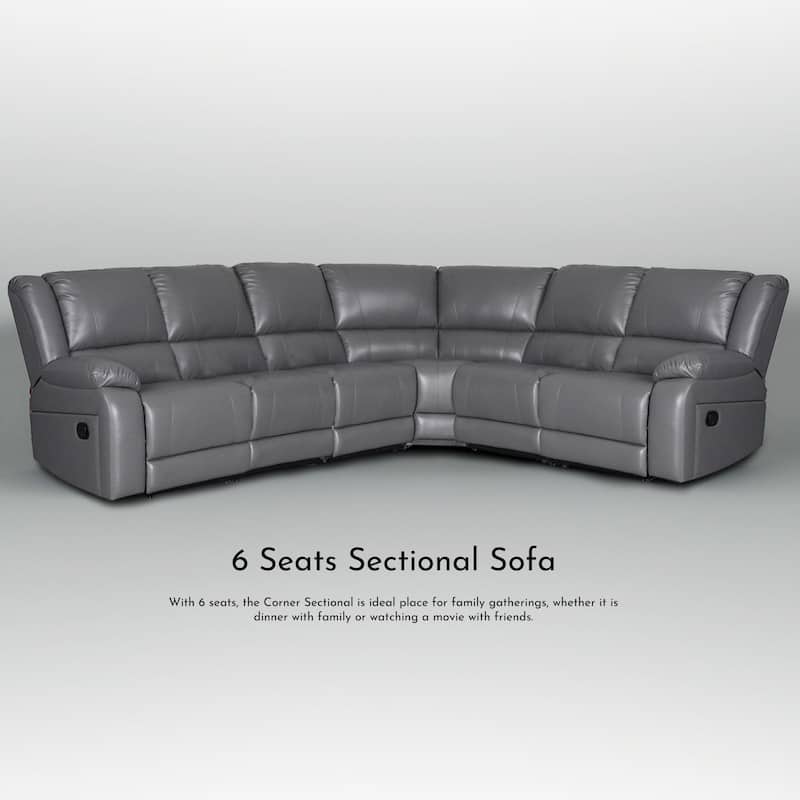119''W Faux Leather 6-Seat Large Manual Reclining Sectional Sofa