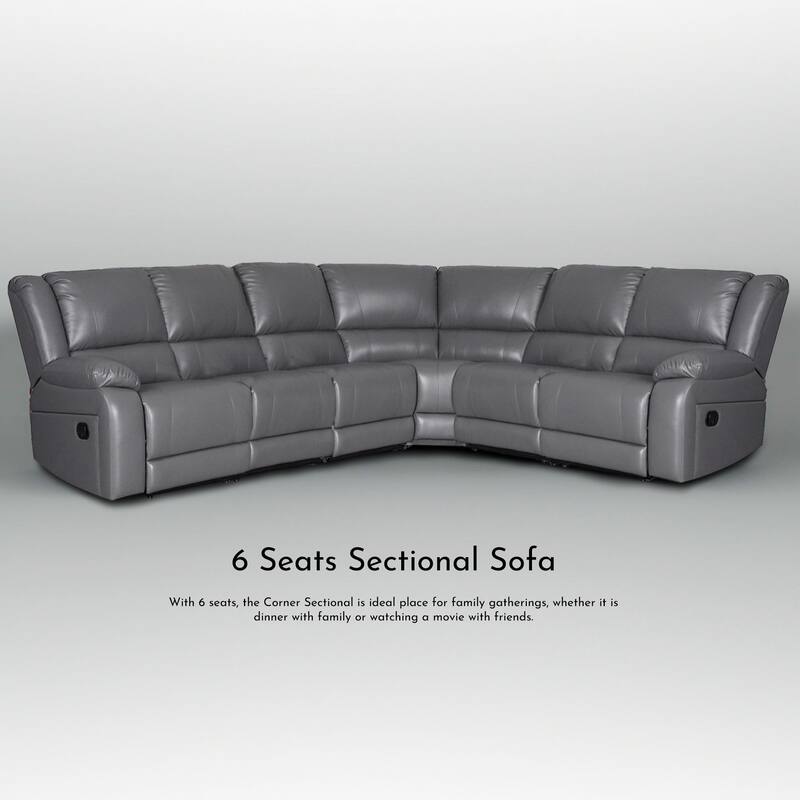 129''W Faux Leather 6-Seat Large Manual Reclining Sectional Sofa