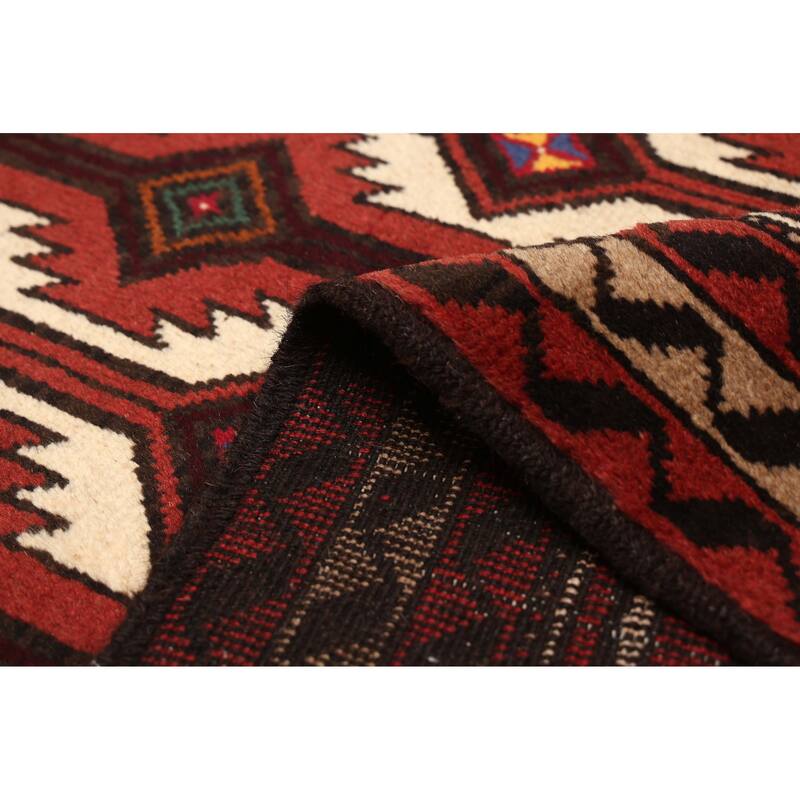 ECARPETGALLERY Hand-knotted Baluch Cream, Dark Copper Wool Rug - 3'5 x 6'1