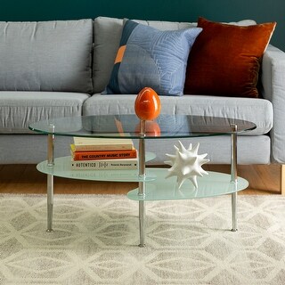 Mid-Century Modern Oval Glass Coffee Table - Bed Bath & Beyond - 36339018