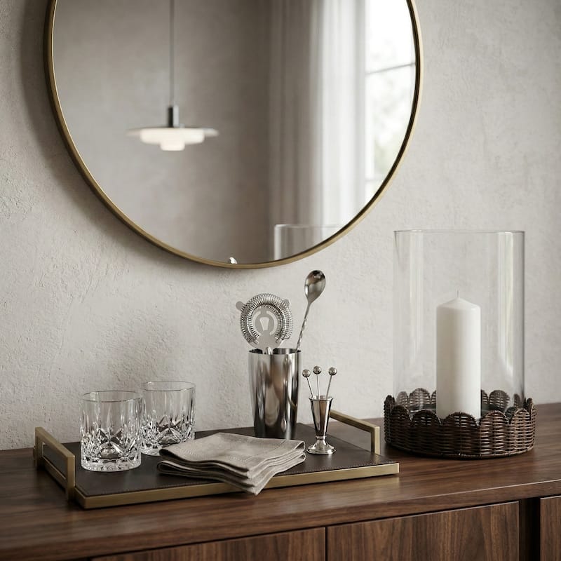 Candle Holder - Brown Glass Hurricane on Scallop Base