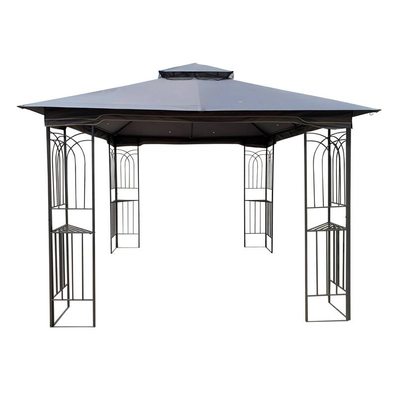 10x10 Outdoor Patio Gazebo Canopy Tent With Ventilated Double Roof And Mosquito net(Detachable Mesh Screen On All Sides)