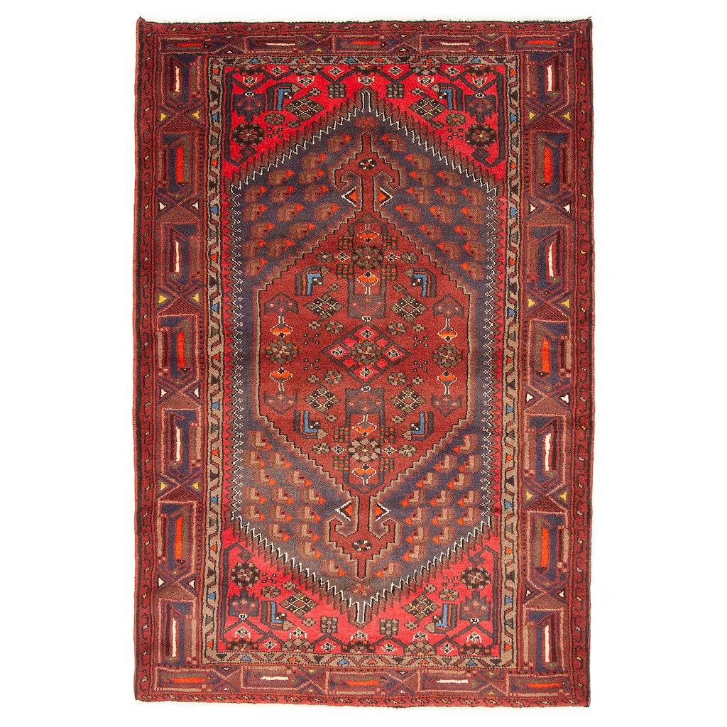 ECARPETGALLERY Hand-knotted Andelz Red Wool Rug - 4'3 x 6'5