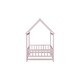 preview thumbnail 28 of 39, Twin Floor Bed with House Roof Frame, Safety Guardrails, and Fence Design