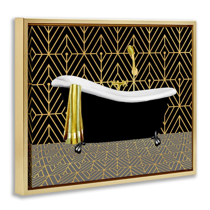 Stupell Deco Patterned Bathtub Framed Floater Canvas Wall Art Design By Conrad Knutsen