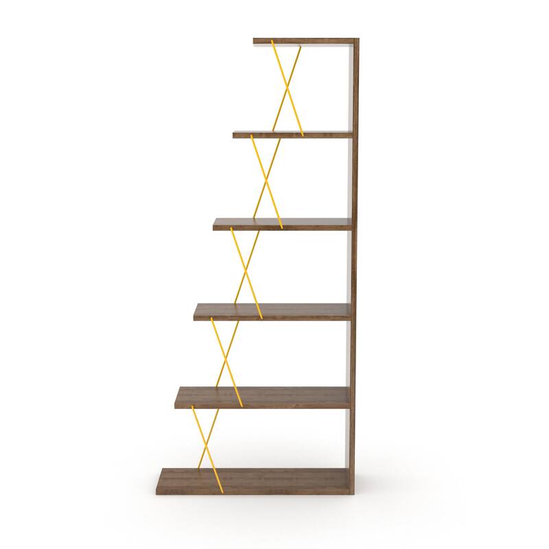 Furnish Home Store Modern 5 Tier Ladder Bookshelf Organizers, Narrow Bookshelf for Small Spaces Office Furniture Bookcase