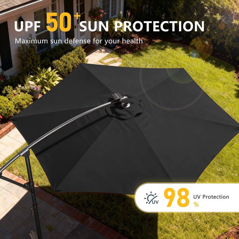 Outdoor 10FT LED lighted Patio Offset umbrella for Garden