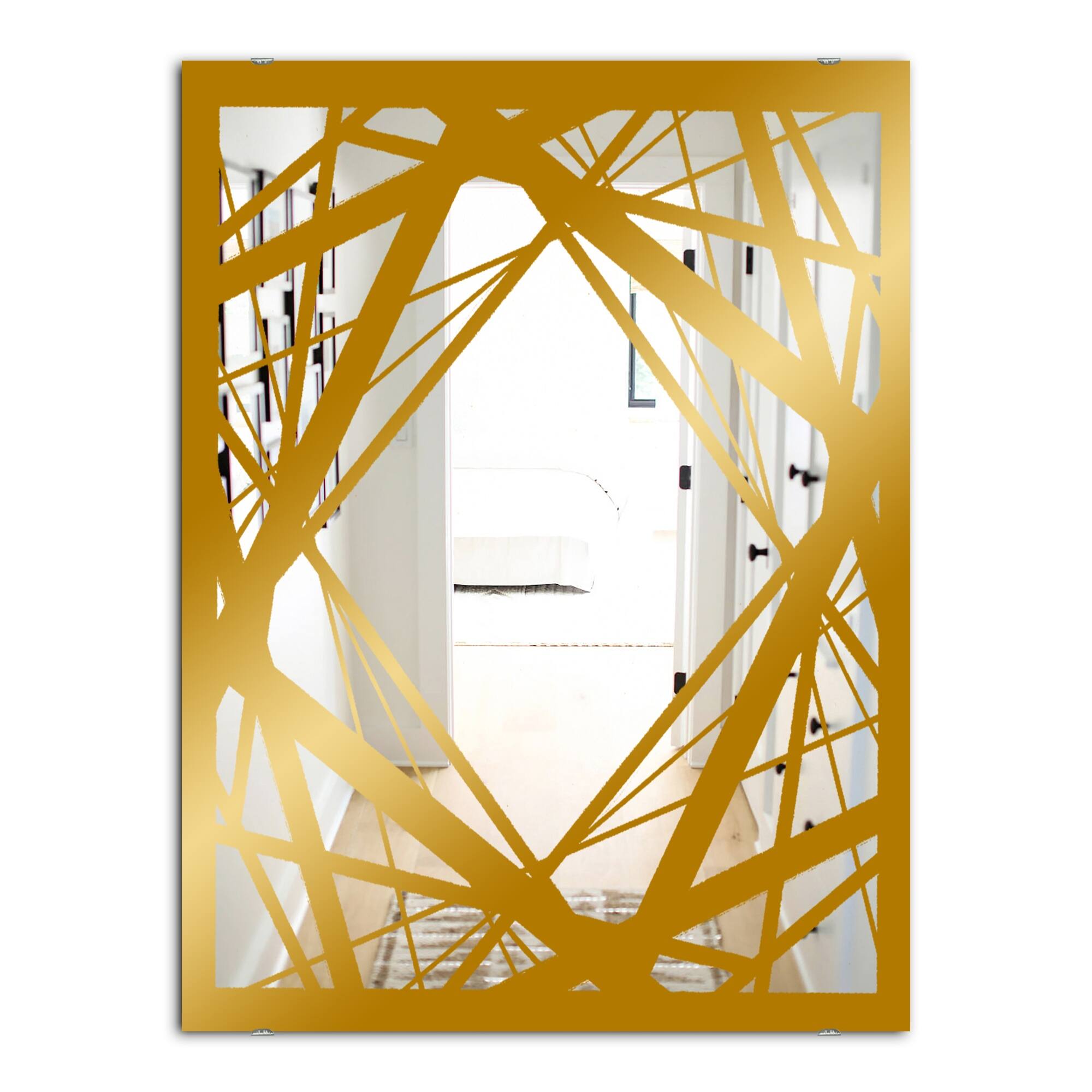 Designart 'Capital Gold Jangle 3' Glam Mirror Modern Accent Printed