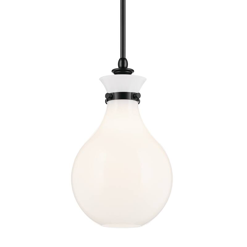 Kichler Lighting Laria 9.75 Inch 1 Light Pendant with Opal Glass in Black
