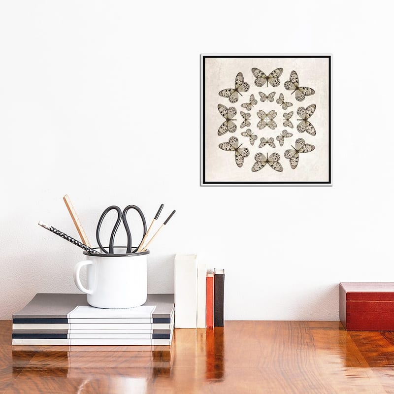 iCanvas "Rice Paper Butterfly Circles" by Alyson Fennell Framed Canvas Print