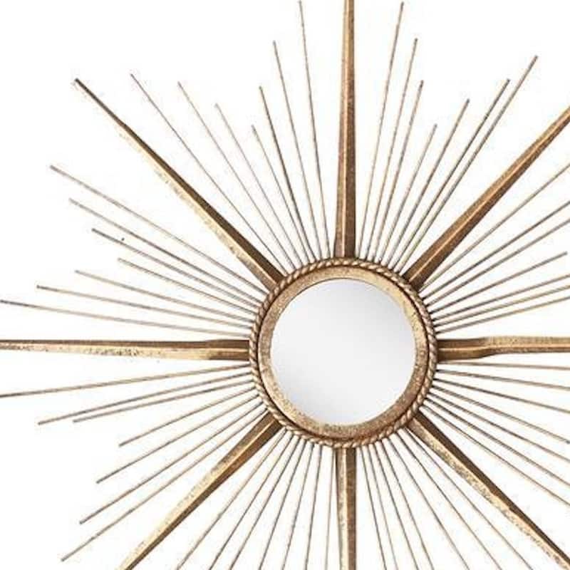 HomeRoots Set of Three Gold Metal Sunburst Geometric Framed Accent Mirrors - 22.00 in. x 22.00 in. x 2.00 in.