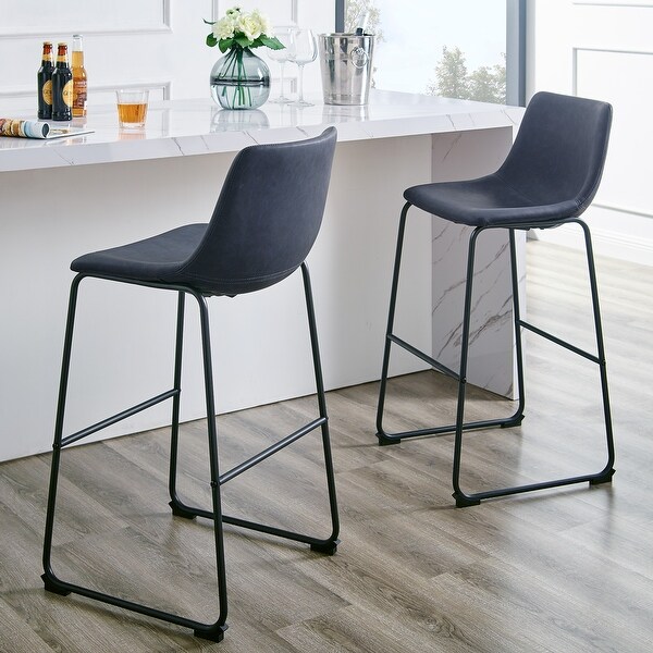 Middlebrook Prusiner 30 inch Faux Leather Bar Stool Set of 2 On Sale Bed Bath Beyond 11815223