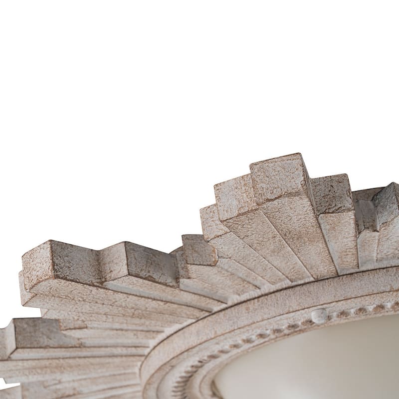 Antique Art Deco Wood Style Sunburst Flush Mount Light Wall Decor