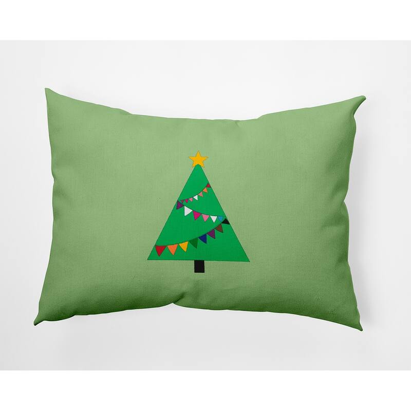 Pride Garland Christmas Tree Indoor/Outdoor Throw Pillow - 14" x 20" - Light Green