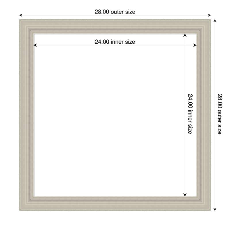 Amanti Art Romano Silver Narrow Framed Dry Erase Magnetic Board - 28 x 28 in