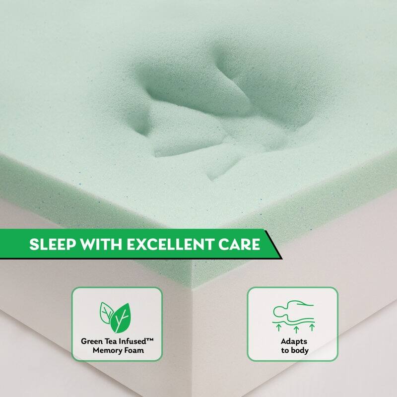EGOHOME 10 Inch Green Tea Medium Memory Foam Mattress with Bamboo Cover