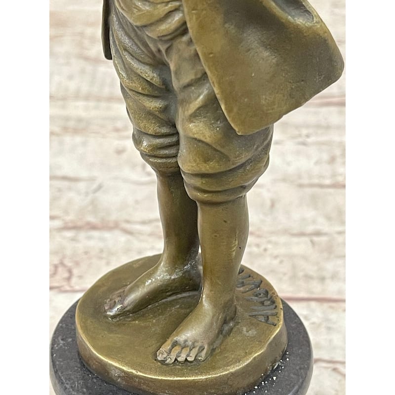 Original Aldo Vitaleh Boy Holding A Tulip Vase Bronze Candle Holder Sculpture