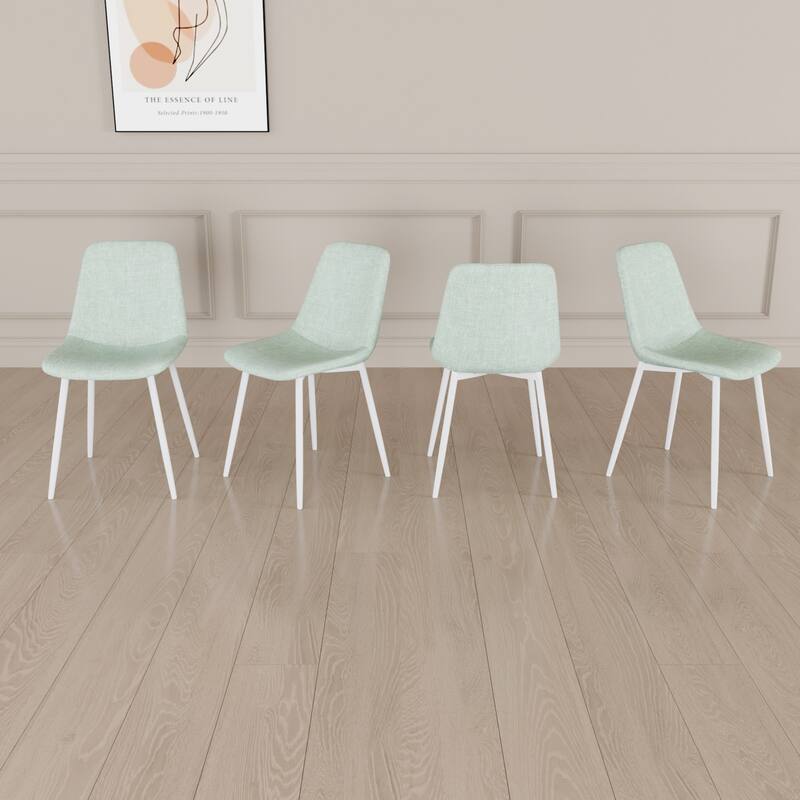 Linen 4 Piece Kitchen Dining Chair Set with Cushions, Metal Legs, Anti Scratch Foot Pads for Dining Room Kitchen Living Room