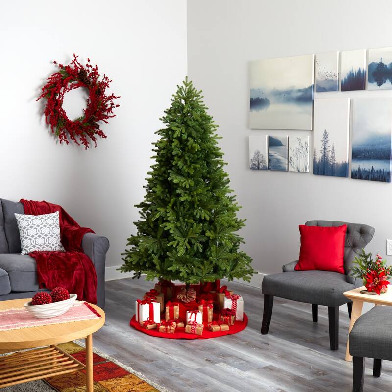 Artificial Christmas Tree 6.5ft with Lights - Holiday Decor, Festive Tree, Realistic Fir Tree, Indoor Christmas - Green - 78