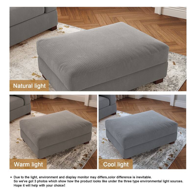 Modern Rectangle Oversized Stripe Corduroy Ottoman