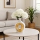 preview thumbnail 1 of 12, Modern Ceramic Textured Oval Cut-Out Vase - Home Decor - 13" 13.25" - White/ Gold
