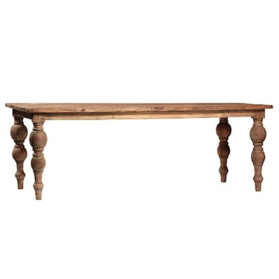 Owen Rectangular Reclaimed Mindi Wood Carved 4-Leg Dining Table