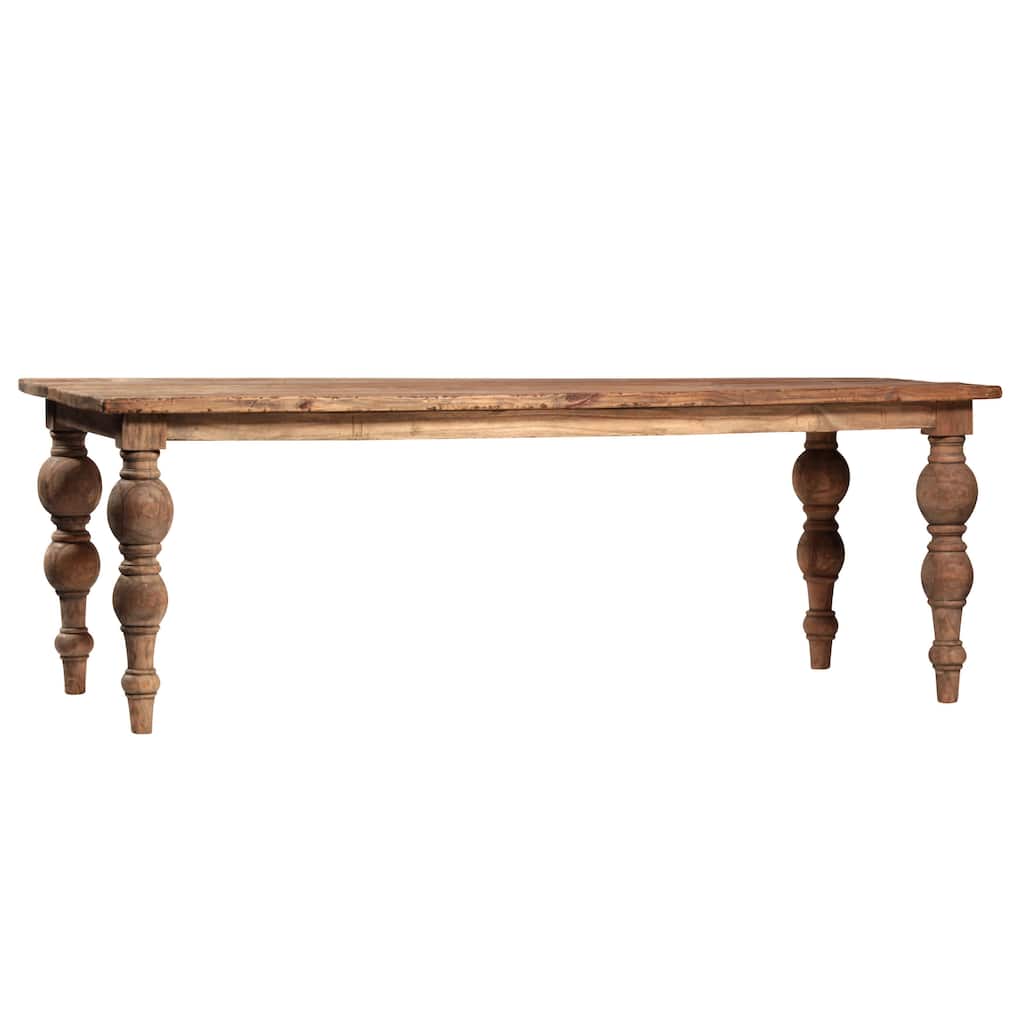 Owen Rectangular Reclaimed Mindi Wood Carved 4-Leg Dining Table