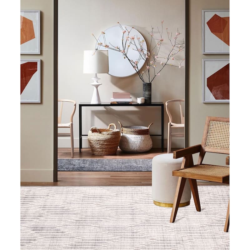 ECARPETGALLERY Hand Loomed Elysian Grey Silk Rug - 6'5 x 9'7