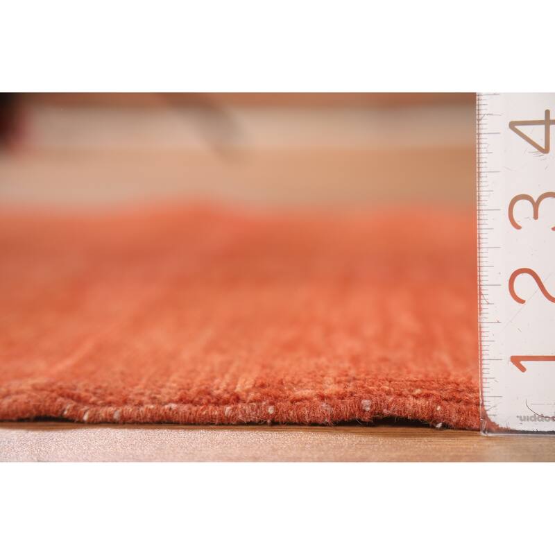 Contemporary Orange Gabbeh Oriental Accent Rug Handmade Wool Carpet - 2'10" x 4'1"