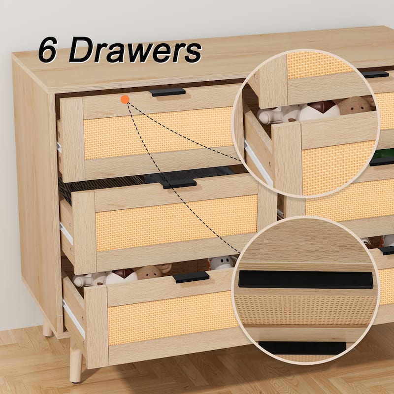 Chest Of Dresser Storage Tower Cabinet Bedroom Organizer Rattan Dresser