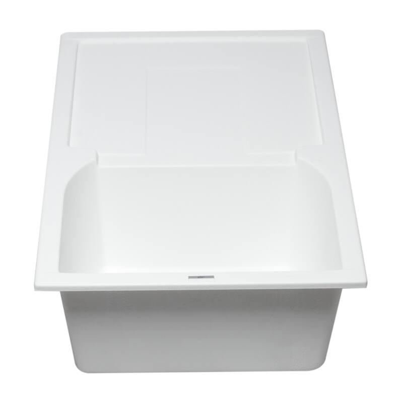 ALFI brand AB1620DI-W White 34" Single Bowl Granite Composite Kitchen Sink with Drainboard