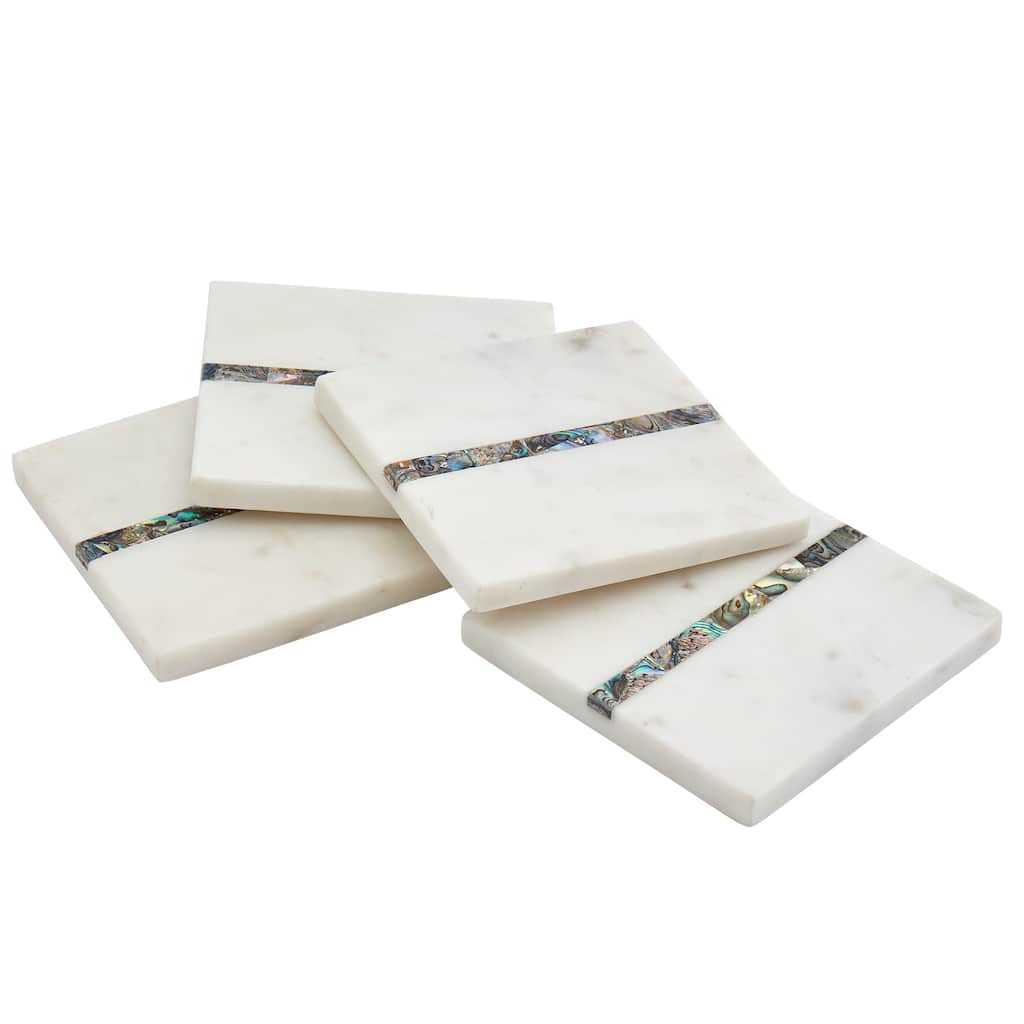 Tabletops Gallery Future Lux 4PK Marble Mop Square Coaster Set - Brielle