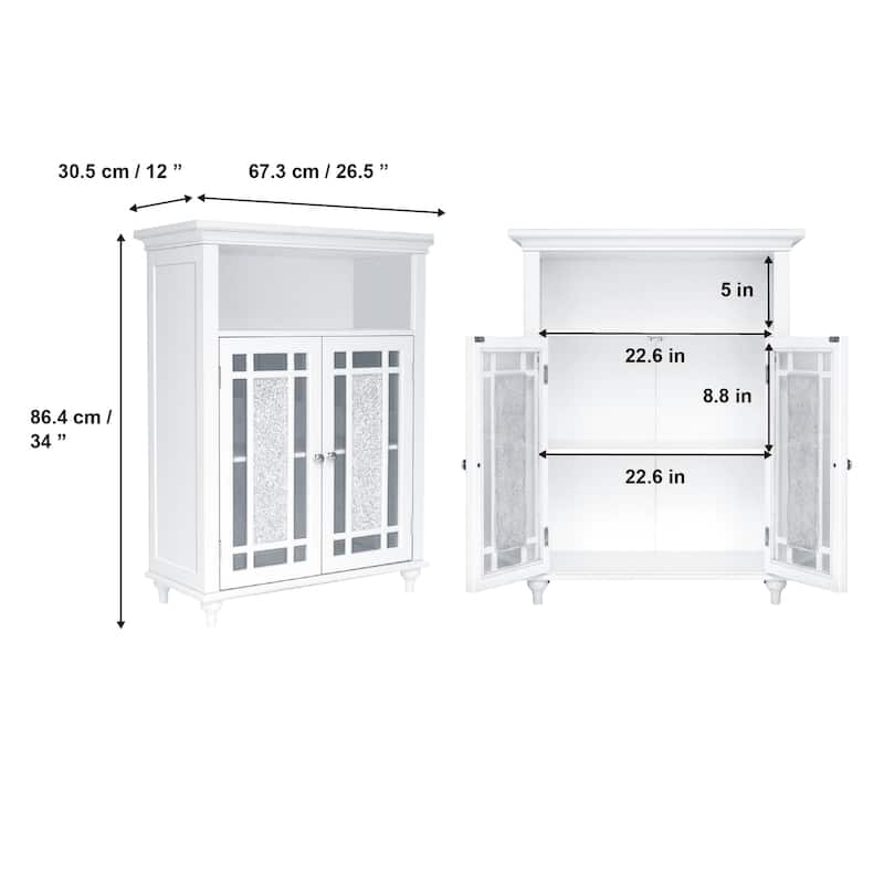 Teamson Home Windsor Two-Door Freestanding Floor Accent Cabinet - 12"L x 26.5"W x 34"H