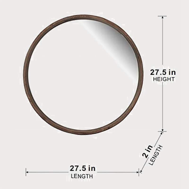 28" Round Wood Mirror