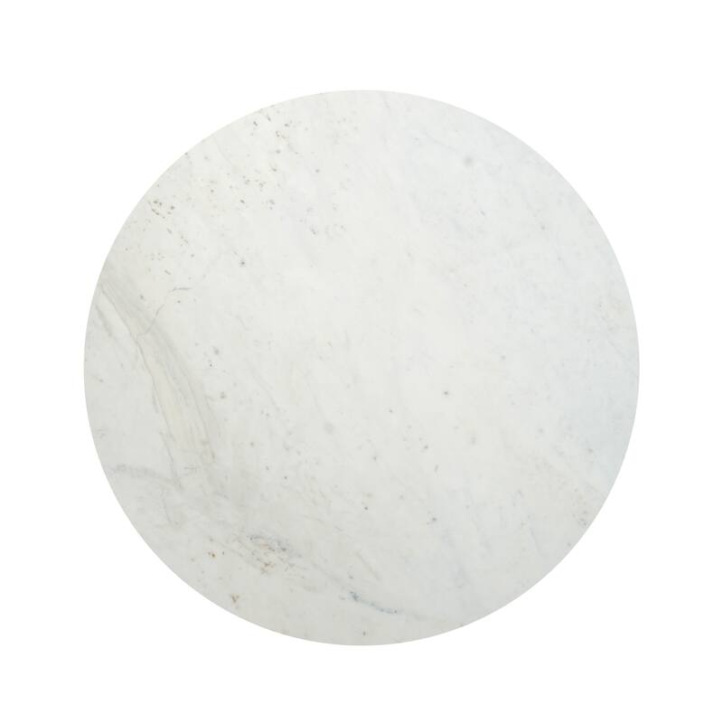 HomeRoots 55" White and Black Genuine Marble and Iron Round Cross Legs Coffee Table - 55.00 in. x 19.00 in. x 55.00 in.