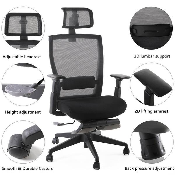 Ergonomic Reclining Mesh Office Chair With Headrest And Footrest Overstock 30983267