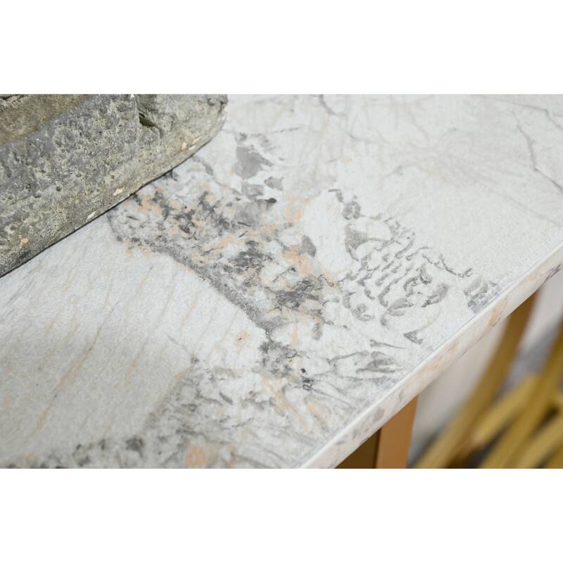 43.3-inch Accent Table, Modern wooden imitation marble counter top Console Table, Narrow type, sofa, Living room