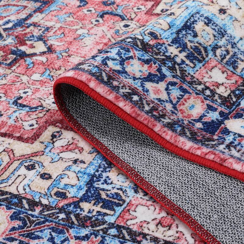 Runner Rug 2x6 Traditional Washable Vintage Medallion Floral Design Area Rug - 2' x 6' Oval