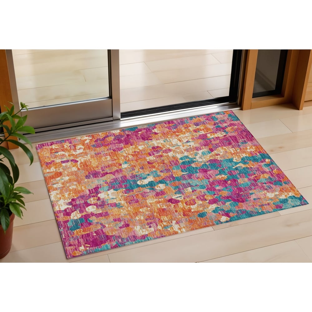 HomeRoots Abstract Transitional Rectangle Outdoor Rug