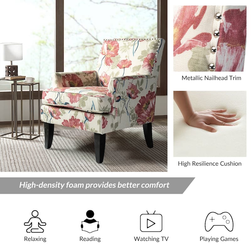 Akorda Classic Armchairs with Nailhead Trim and Solid Wood Legs Set of 2 by HULALA HOME