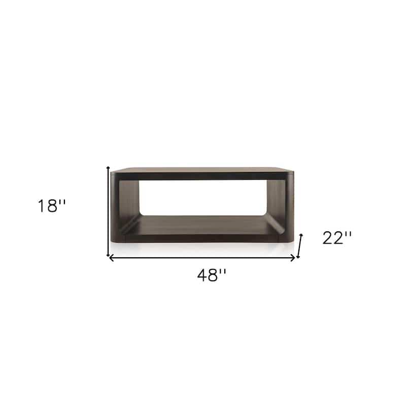 HomeRoots 48" Walnut Solid Wood Floor Shelf Coffee Table With Shelf - 48' X '18' X '22