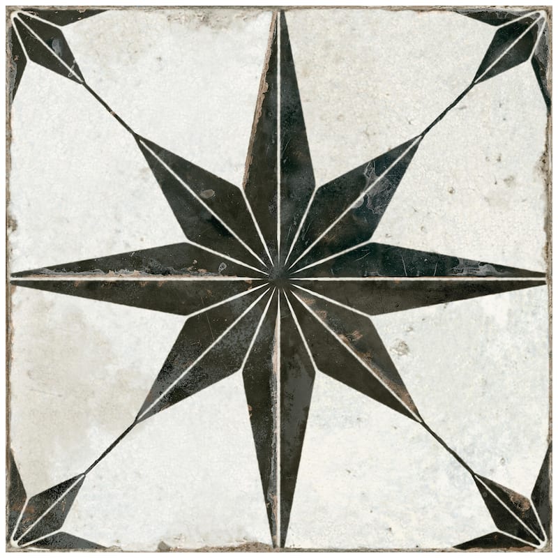 Merola Tile Kings Star North Nero 13" x 13" Ceramic Floor and Wall Tile