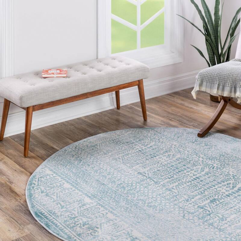 Southwestern/Lodge Richye Collection Area Rug - Teal - 7'10" Round