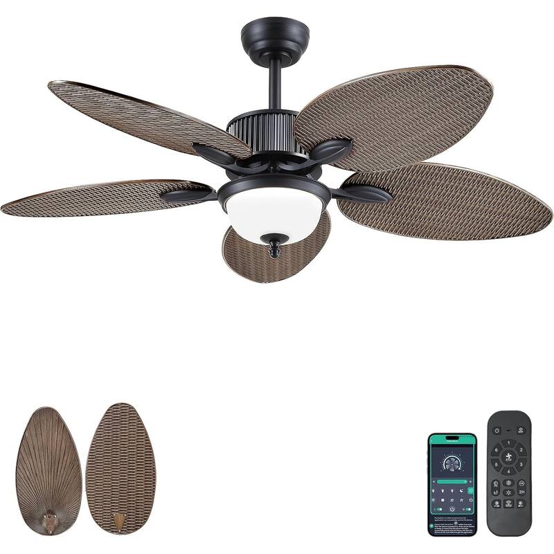 Kviflon 50 Inches Ceiling Fan with Light and Remote - 50 Inches - Dark Brown